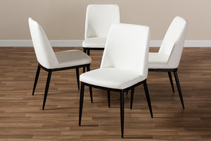 Baxton Studio Darcell Modern and Contemporary White Faux Leather Upholstered Dining Chair (Set of 4)