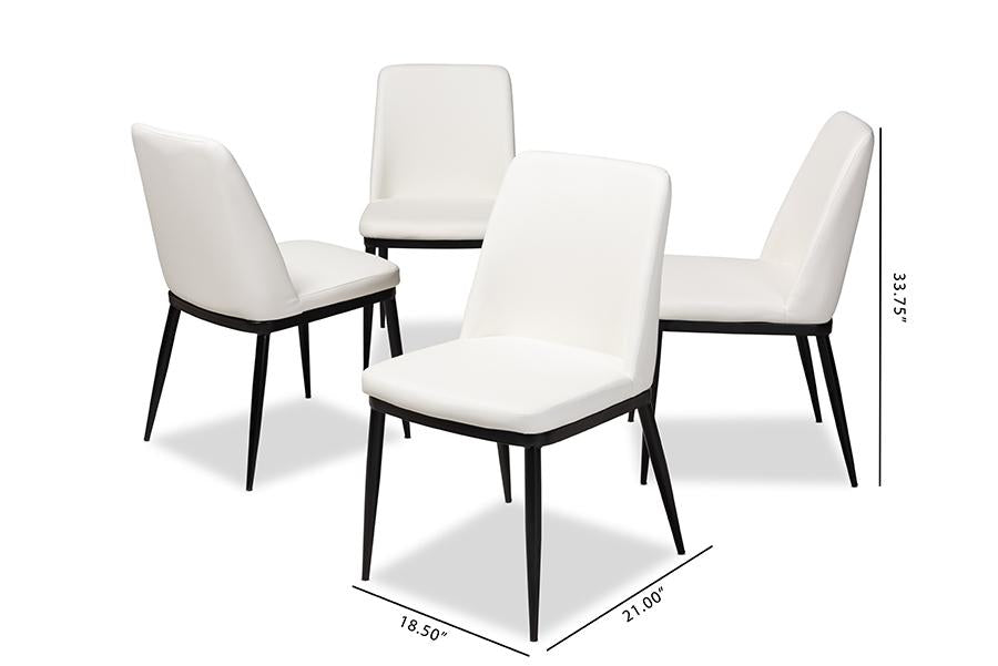 Baxton Studio Darcell Modern and Contemporary White Faux Leather Upholstered Dining Chair (Set of 4)