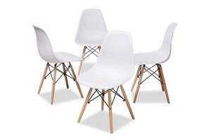 Baxton Studio Sydnea Mid-Century Modern White Acrylic Brown Wood Finished Dining Chair (Set of 4)