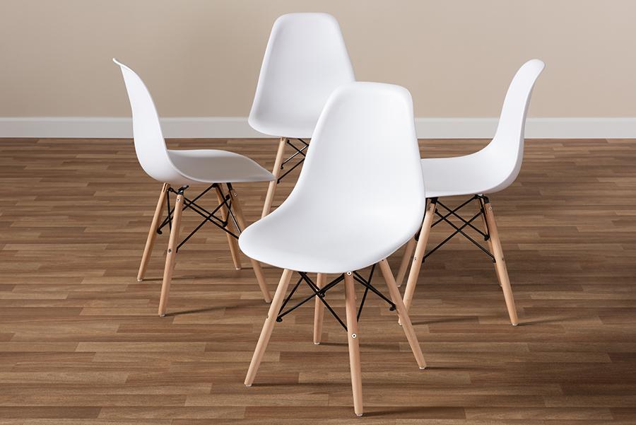 Baxton Studio Sydnea Mid-Century Modern White Acrylic Brown Wood Finished Dining Chair (Set of 4)