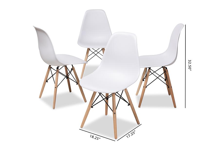 Baxton Studio Sydnea Mid-Century Modern White Acrylic Brown Wood Finished Dining Chair (Set of 4)