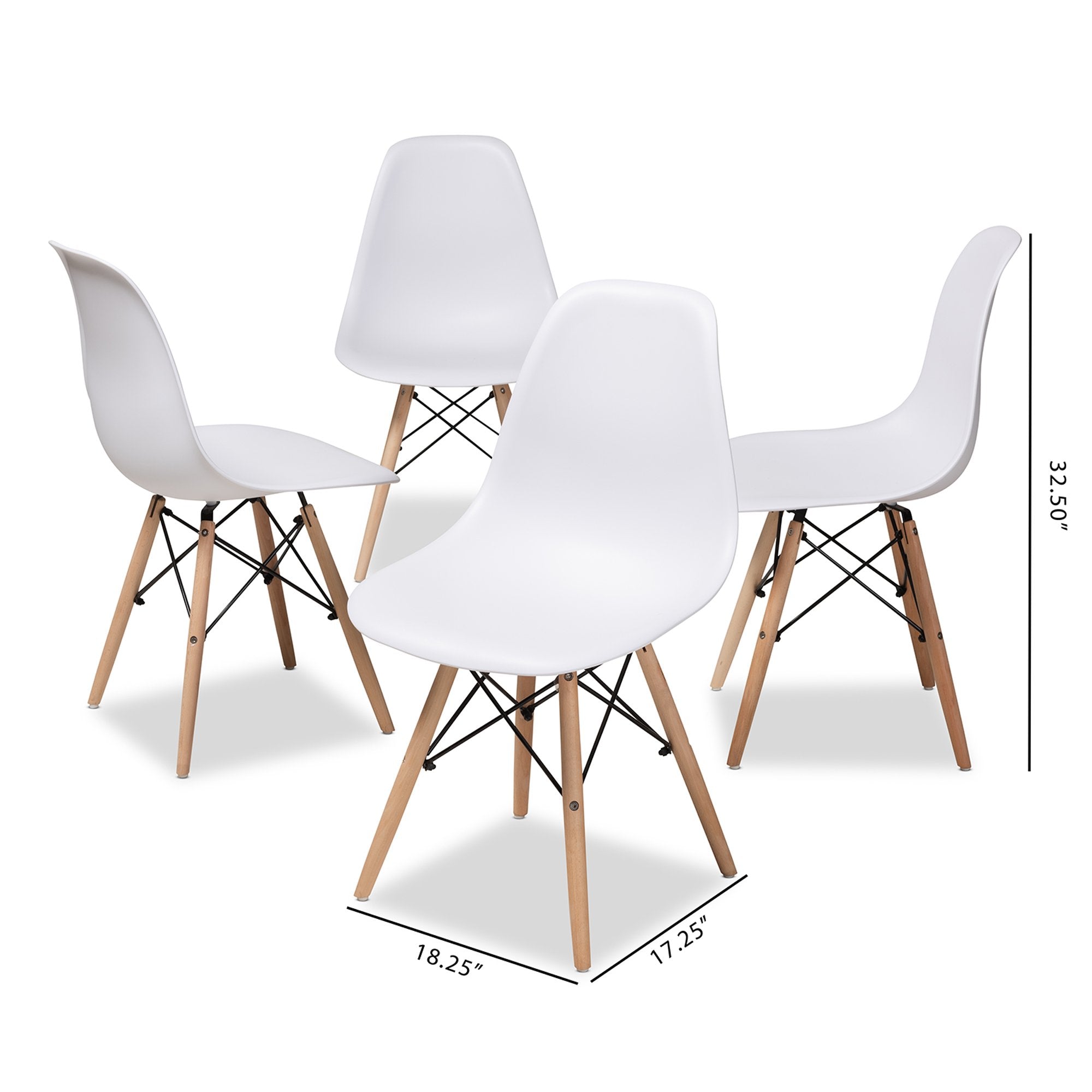 Baxton Studio Sydnea Mid-Century Modern White Acrylic Brown Wood Finished Dining Chair (Set of 4)