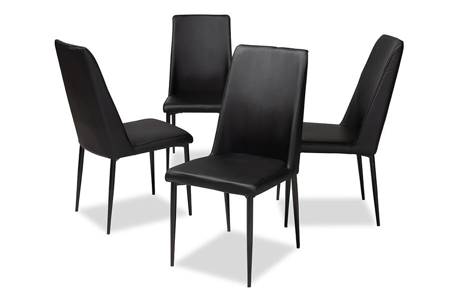 Baxton Studio Chandelle Modern and Contemporary Black Faux Leather Upholstered Dining Chair (Set of 4)