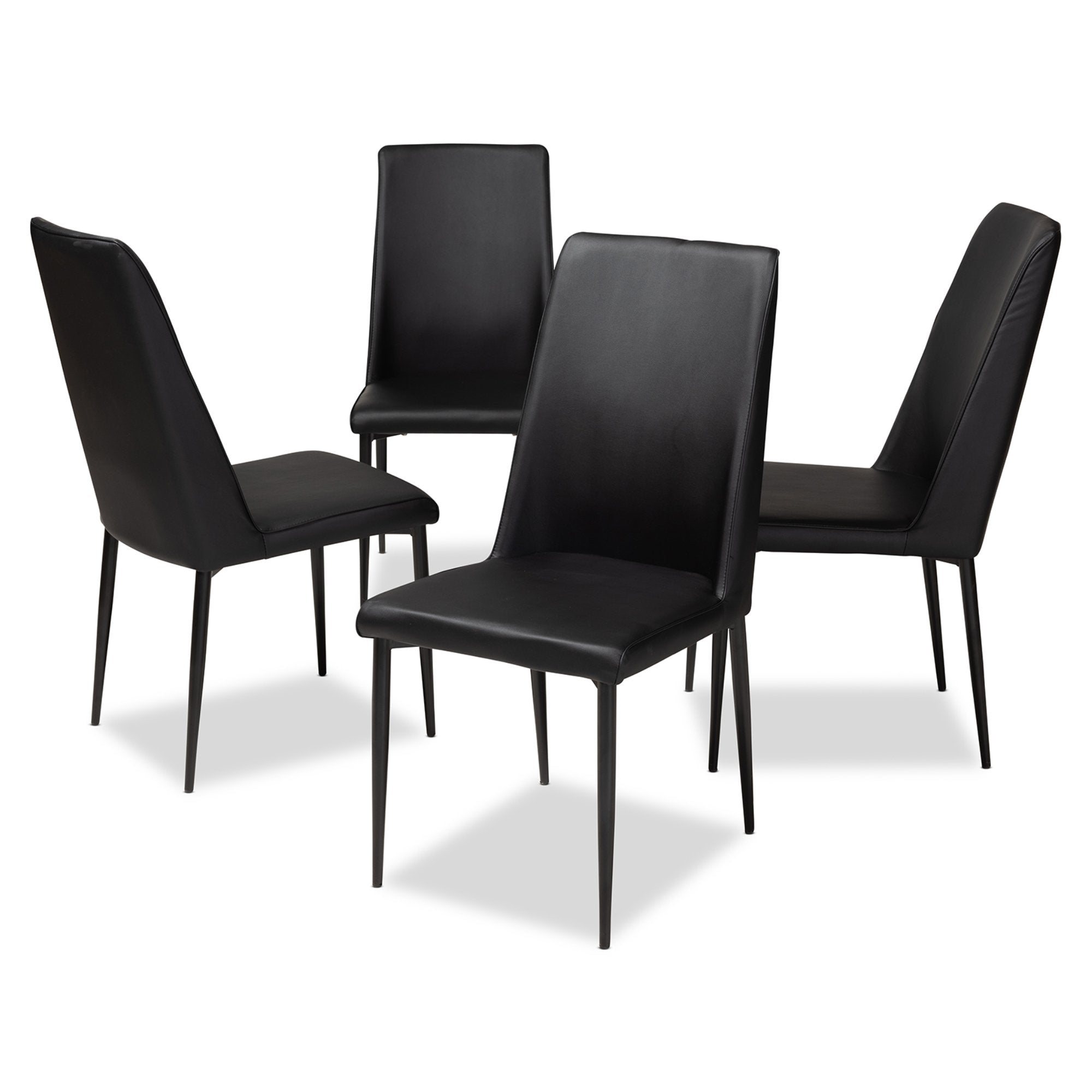 Baxton Studio Chandelle Modern and Contemporary Black Faux Leather Upholstered Dining Chair (Set of 4)