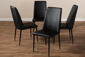 Baxton Studio Chandelle Modern and Contemporary Black Faux Leather Upholstered Dining Chair (Set of 4)