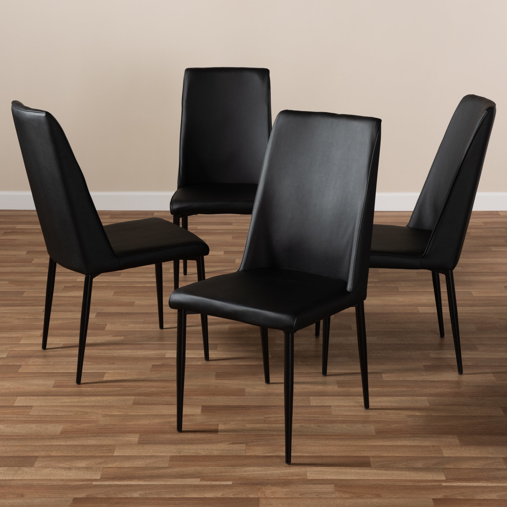 Baxton Studio Chandelle Modern and Contemporary Black Faux Leather Upholstered Dining Chair (Set of 4)