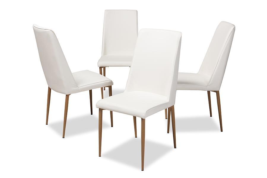 Baxton Studio Chandelle Modern and Contemporary White Faux Leather Upholstered Dining Chair (Set of 4)