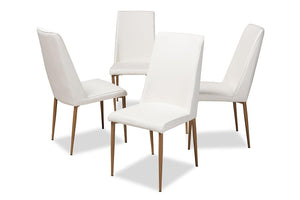 Baxton Studio Chandelle Modern and Contemporary White Faux Leather Upholstered Dining Chair (Set of 4)