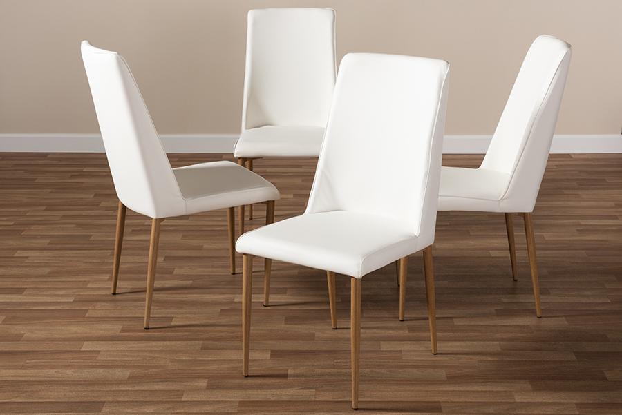 Baxton Studio Chandelle Modern and Contemporary White Faux Leather Upholstered Dining Chair (Set of 4)