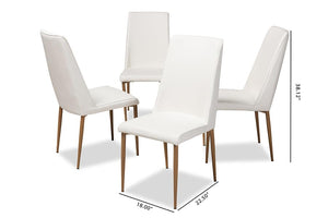 Baxton Studio Chandelle Modern and Contemporary White Faux Leather Upholstered Dining Chair (Set of 4)