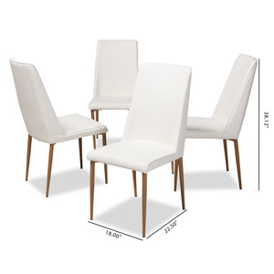 Baxton Studio Chandelle Modern and Contemporary White Faux Leather Upholstered Dining Chair (Set of 4)