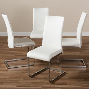 Baxton Studio Cyprien Modern and Contemporary White Faux Leather Upholstered Dining Chair (Set of 4)