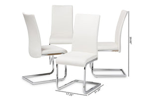 Baxton Studio Cyprien Modern and Contemporary White Faux Leather Upholstered Dining Chair (Set of 4)