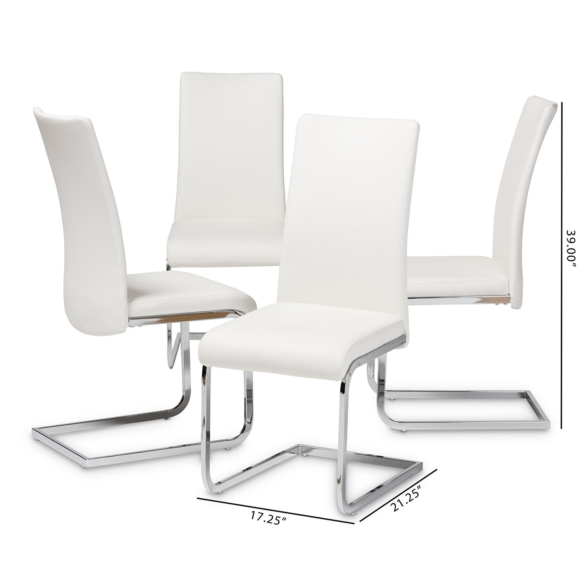 Baxton Studio Cyprien Modern and Contemporary White Faux Leather Upholstered Dining Chair (Set of 4)