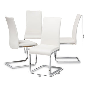 Baxton Studio Cyprien Modern and Contemporary White Faux Leather Upholstered Dining Chair (Set of 4)