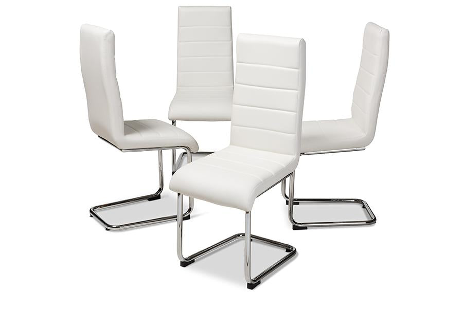 Baxton Studio Marlys Modern and Contemporary White Faux Leather Upholstered Dining Chair (Set of 4)