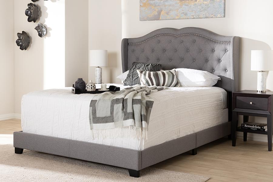 Baxton Studio Aden Modern and Contemporary Grey Fabric Upholstered Full Size Bed