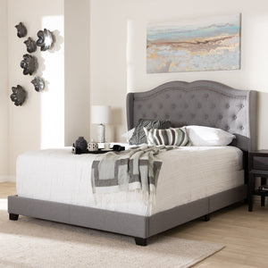 Baxton Studio Aden Modern and Contemporary Grey Fabric Upholstered Queen Size Bed