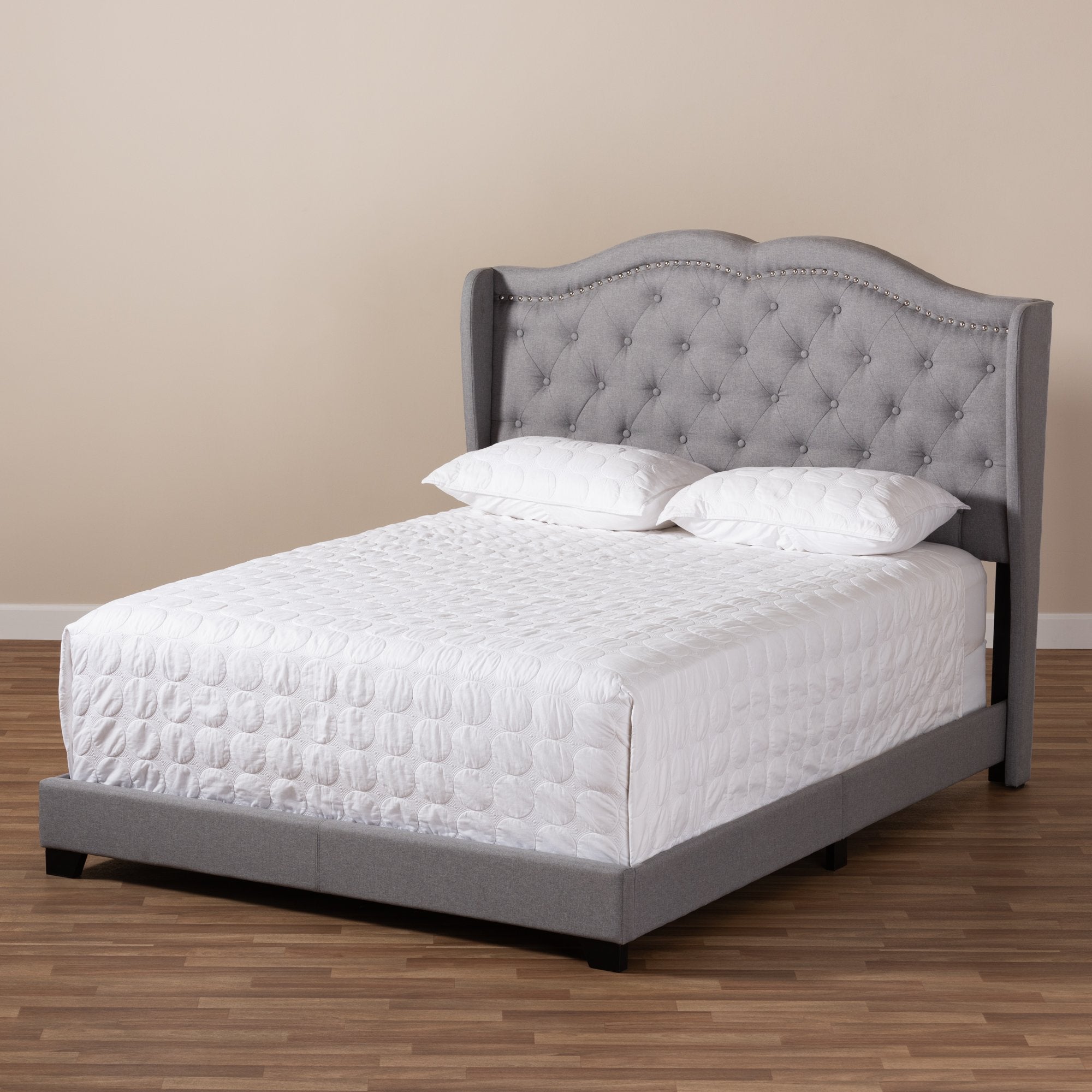 Baxton Studio Aden Modern and Contemporary Grey Fabric Upholstered Queen Size Bed