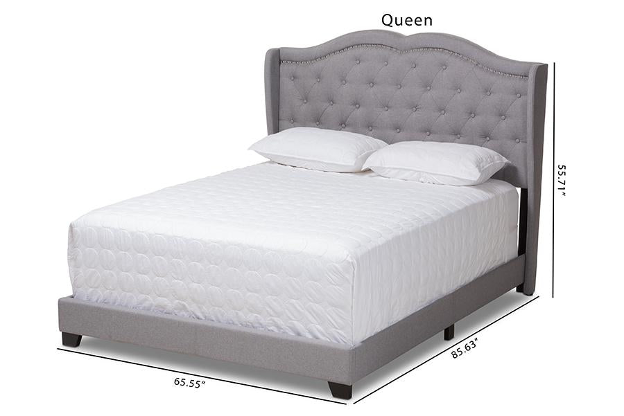 Baxton Studio Aden Modern and Contemporary Grey Fabric Upholstered Queen Size Bed