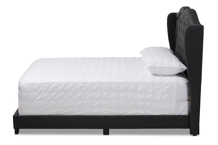 Baxton Studio Aden Modern and Contemporary Charcoal Grey Fabric Upholstered Full Size Bed