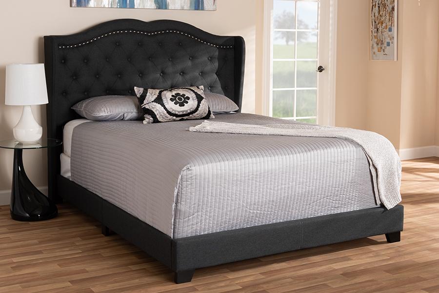 Baxton Studio Aden Modern and Contemporary Charcoal Grey Fabric Upholstered Full Size Bed