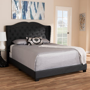 Baxton Studio Aden Modern and Contemporary Charcoal Grey Fabric Upholstered Queen Size Bed