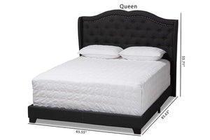 Baxton Studio Aden Modern and Contemporary Charcoal Grey Fabric Upholstered Queen Size Bed