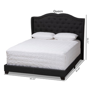 Baxton Studio Aden Modern and Contemporary Charcoal Grey Fabric Upholstered Queen Size Bed