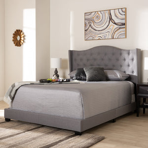 Baxton Studio Alesha Modern and Contemporary Grey Fabric Upholstered Queen Size Bed