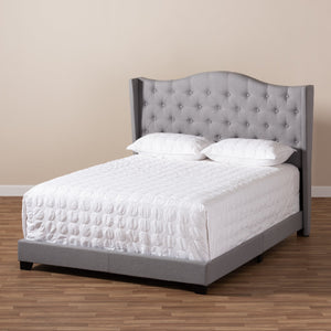 Baxton Studio Alesha Modern and Contemporary Grey Fabric Upholstered Queen Size Bed