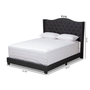 Baxton Studio Alesha Modern and Contemporary Charcoal Grey Fabric Upholstered Queen Size Bed