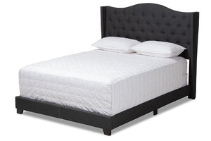 Baxton Studio Alesha Modern and Contemporary Charcoal Grey Fabric Upholstered Queen Size Bed