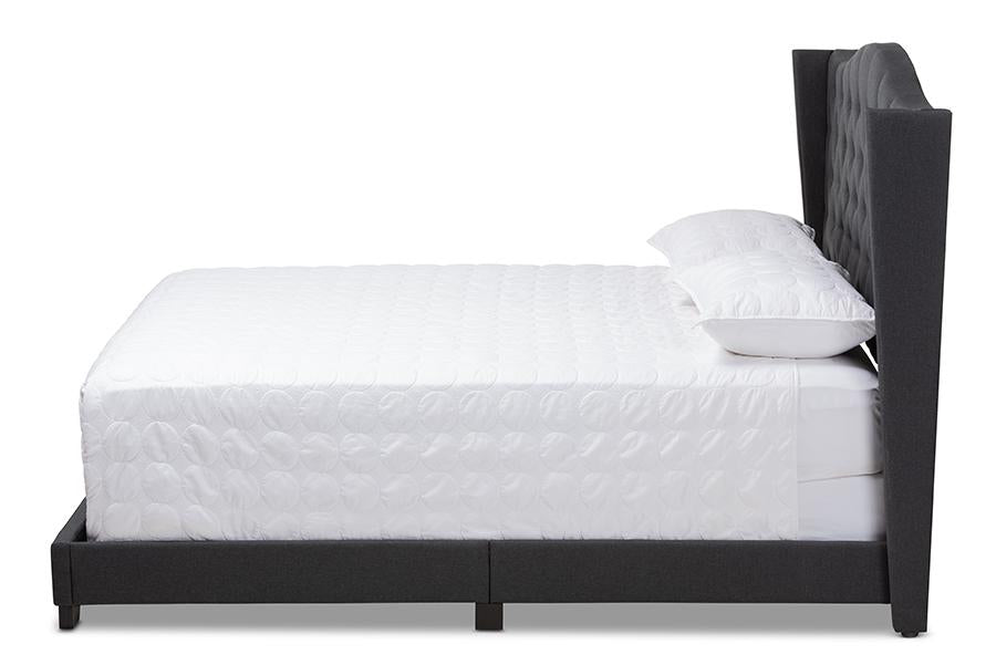 Baxton Studio Alesha Modern and Contemporary Charcoal Grey Fabric Upholstered Full Size Bed