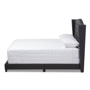 Baxton Studio Alesha Modern and Contemporary Charcoal Grey Fabric Upholstered Queen Size Bed