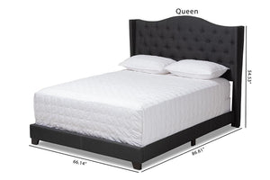 Baxton Studio Alesha Modern and Contemporary Charcoal Grey Fabric Upholstered Queen Size Bed