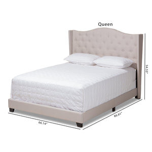 Baxton Studio Alesha Modern and Contemporary Beige Fabric Upholstered Queen Size Bed