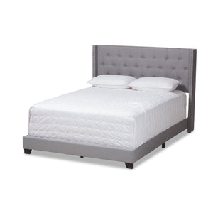 Baxton Studio Brady Modern and Contemporary Light Grey Fabric Upholstered Queen Size Bed