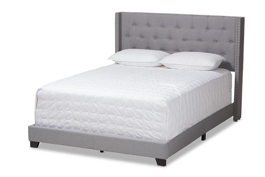 Baxton Studio Brady Modern and Contemporary Light Grey Fabric Upholstered King Size Bed