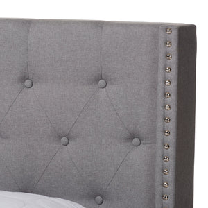 Baxton Studio Brady Modern and Contemporary Light Grey Fabric Upholstered King Size Bed