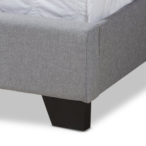 Baxton Studio Brady Modern and Contemporary Light Grey Fabric Upholstered King Size Bed