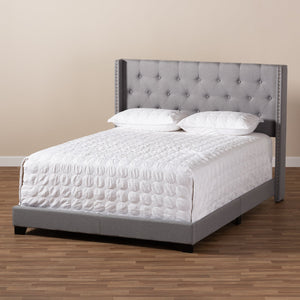 Baxton Studio Brady Modern and Contemporary Light Grey Fabric Upholstered King Size Bed