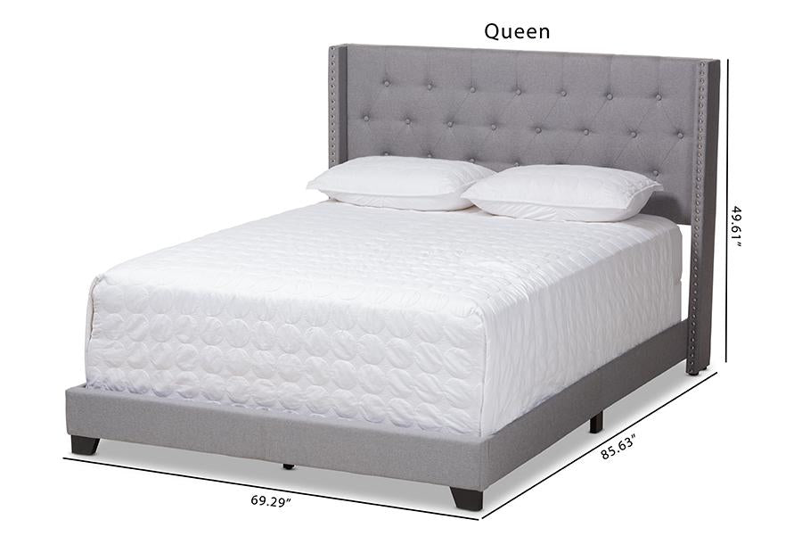 Baxton Studio Brady Modern and Contemporary Light Grey Fabric Upholstered Queen Size Bed