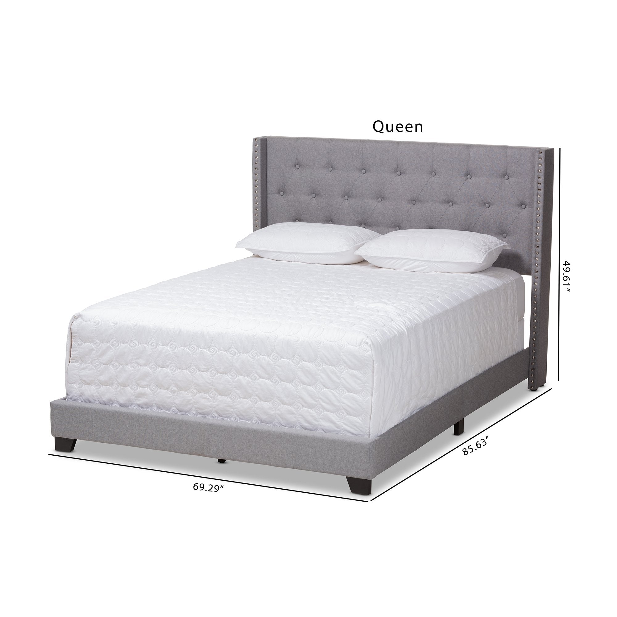 Baxton Studio Brady Modern and Contemporary Light Grey Fabric Upholstered Queen Size Bed