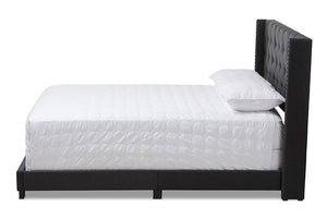 Baxton Studio Brady Modern and Contemporary Charcoal Grey Fabric Upholstered Queen Size Bed