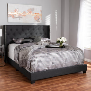 Baxton Studio Brady Modern and Contemporary Charcoal Grey Fabric Upholstered Full Size Bed