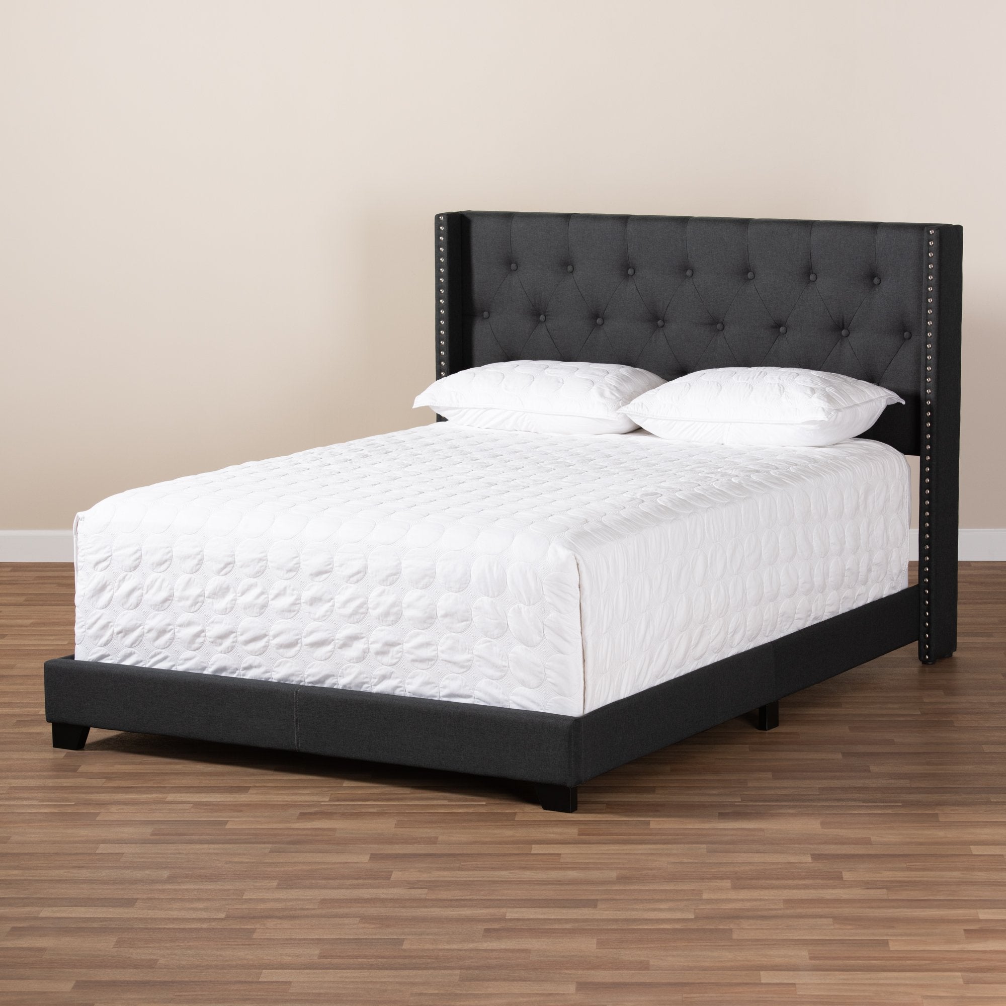 Baxton Studio Brady Modern and Contemporary Charcoal Grey Fabric Upholstered King Size Bed