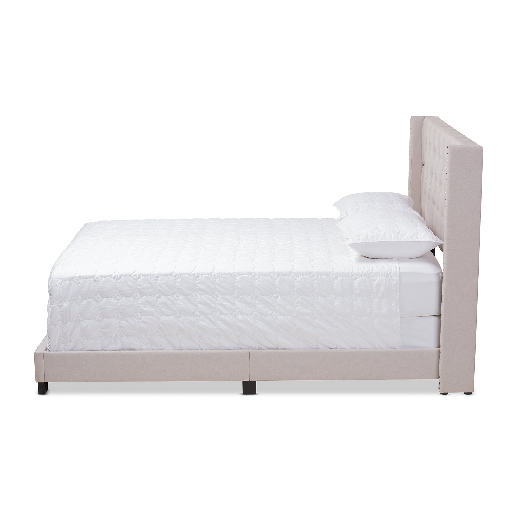 Baxton Studio Brady Modern and Contemporary Beige Fabric Upholstered Queen Size Bed