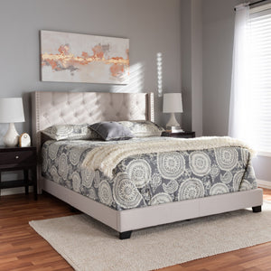 Baxton Studio Brady Modern and Contemporary Beige Fabric Upholstered Queen Size Bed