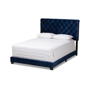 Baxton Studio Candace Luxe and Glamour Navy Velvet Upholstered Full Size Bed